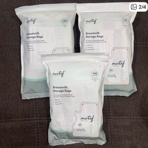 Lot of 3 Motif Medical Breast Milk Storage Bags 8oz Single Use 100 count